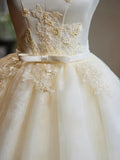 Off Shoulder Satin Lace Short Prom Dress, Champagne Homecoming Dress HZ1024