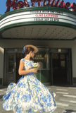 Jewel A-Line Chiffon Floral Short Prom Dresses Elegant Blue Birthday Dresses with Short Sleeves HZ1024