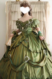 V-neck A-Line Short Prom Dresses Lace Satin Birthday Dresses Green Lolita Dress HZ1024