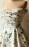 Strapless A-Line Short Prom Dresses Floral Chiffon Guest Dresses Sleeveless Birthday Dresses HZ1024