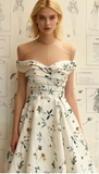 Strapless A-Line Short Prom Dresses Floral Chiffon Guest Dresses Sleeveless Birthday Dresses HZ1024
