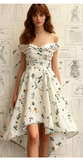 Strapless A-Line Short Prom Dresses Floral Chiffon Guest Dresses Sleeveless Birthday Dresses HZ1024