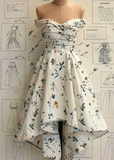 Strapless A-Line Short Prom Dresses Floral Chiffon Guest Dresses Sleeveless Birthday Dresses HZ1024