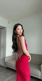 Spaghetti Strap Bodycon Long Prom Dresses, Chiffon Burgundy Formal Dresses Backless New Year's Eve Dresses HZ1024
