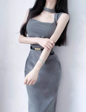 style square neck grey dress HZ1024
