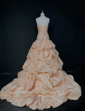Spaghetti Strap Ball Gown Long Prom Dresses Taffeta Blush Pink Quinceanera Dresses Sweet 16 Dress HZ1024