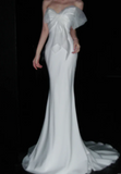 Strapless Mermaid Long Wedding Dresses Chiffon Backless White Bridal Gowns HZ1024