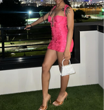 Bodycon Homecoming Dressses Satin Hot Pink Short Prom Dresses Sleeveless Birthday Dresses HZ1024