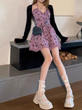 and hot girl style floral tassel halter dress HZ1024