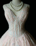 V-neck A-Line Short Prom Dresses Sequin Tulle Pink Homecoming Dresses HZ1024