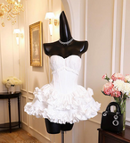 Strapless Ball Gown White Birthday Dresses Sexy Christmas Dress HZ1024