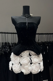 Strapless Sheath Black Birthday Dresses Sexy Sequin Christmas Evening Dresses HZ1024