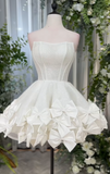 Strapless A-Line Homecoming Dresses White Birthday Dresses Sparkly Short Formal Dresses HZ1024