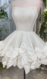 Strapless A-Line Homecoming Dresses White Birthday Dresses Sparkly Short Formal Dresses HZ1024