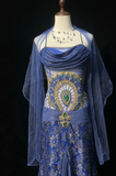 Spaghetti Strap Sheath Long Prom Dresses Satin Blue Long Formal Dresses HZ1024