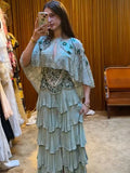 Spaghetti Strap Sheath Long Prom Dresses Chiffon Beaded Applique Long Formal Dresses HZ1024