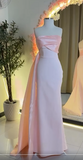 Strapless Sheath Long Prom Dresses Chiffon Satin New Year Evening Dress Pink Formal Dresses HZ1024