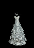 Sweetheart Neck Sheath Long Prom Dresses Vintage Taffeta Silver Gray Evening Dress Sweet 16 Dress HZ1024