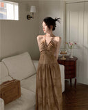 A-line halter neck suspender V-neck backless dress HZ1024