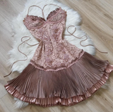 Pink Spaghetti Strap Chiffon Party Dresses Lace Applique Short Prom Dresses Homecoming Dress HZ1024