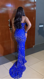 Purple Formal Dresses Tulle Beaded Sweetheart Neck Sheath Long Prom Dresses HZ1024
