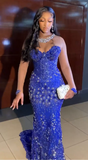 Purple Formal Dresses Tulle Beaded Sweetheart Neck Sheath Long Prom Dresses HZ1024