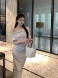 Temperament sexy slim off-shoulder short-sleeved dress HZ1024