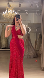 Two-Piece Mermaid Long Prom Dresses Sequin Red New Year's Eve Dresses HZ1024