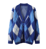 style heavy diamond jacquard mid-length knitted cardigan HZ1024
