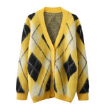style heavy diamond jacquard mid-length knitted cardigan HZ1024
