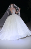 Strapless Ball Gown with Lace Appliques Long Wedding Dresses with Beading White Bridal Gowns Sleeveless Bridal Dresses HZ1024