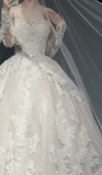 Sweetheart Neck Ball Gown Lace Wedding Dresses Applique White Bridal Gowns Sleeveless Bridal Dresses HZ1024