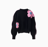 floral contrast wave sleeve sweater HZ1024