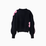 floral contrast wave sleeve sweater HZ1024