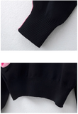 floral contrast wave sleeve sweater HZ1024