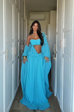 Sheath Long Prom Dresses Chiffon Blue Formal Dresses Birthday Dresses HZ1024