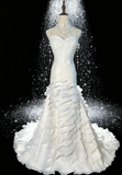 Sweetheart Neck Mermaid Long Wedding Dresses Chiffon Sleeveless Bridal Gowns White Bridal Dresses HZ1024