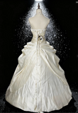 Sweetheart Neck Ball Gown Long Wedding Dresses Taffeta Sleeveless Bridal Gowns White Bridal Dresses HZ1024