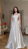 Strapless Sheath White Long Prom Dresses Satin Long Birthday Dresses Sleeveless White Evening Dresses HZ1024