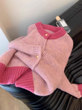 contrasting round neck knitted cardigan HZ1024