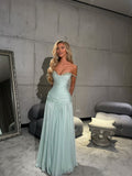 Spaghetti Strap A-Line Tiffany Blue Long Prom Dresses Chiffon Sleeveless Formal Dresses Tiffany Blue Evening Dresses HZ1024