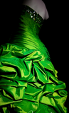 Strapless Bodycon Hi-lo Prom Dresses Taffeta Green Formal Dresses Green Halloween Dresses HZ1024