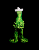 Strapless Bodycon Hi-lo Prom Dresses Taffeta Green Formal Dresses Green Halloween Dresses HZ1024