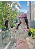 style letter contrast color long sleeve knitted cardigan HZ1024