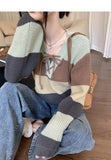 Hong Kong style contrasting color bandage striped sweater HZ1024