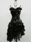 Spaghetti Strap Sheath Short Birthday Dresses Black Prom Dresses 2025 Halloween Dress HZ1024