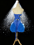 Sweetheart Homecoming Dresses Blue Bodycon Short Prom Dresses Satin Tulle Classic Blue Birthday Dresses HZ1024