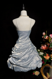 Spaghetti Strap Homecoming Dresses A-line Grey Short Prom Dresses Taffeta Grey Birthday Dresses HZ1024