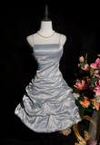 Spaghetti Strap Homecoming Dresses A-line Grey Short Prom Dresses Taffeta Grey Birthday Dresses HZ1024