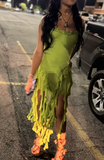 Strapless Bodycon Green Short Prom Dresses Ruffle Green Birthday Dresses HZ1024